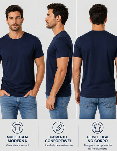 Camiseta Básica Masculina Algodão Slim Blusa Premium Lisa