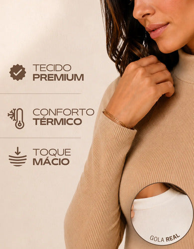 Blusa Térmica Flanelada Feminina Manga Longa Segunda Pele Be