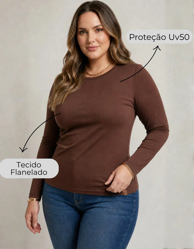 Blusa Térmica Segunda Pele Feminina Flanelada Plus Size Frio