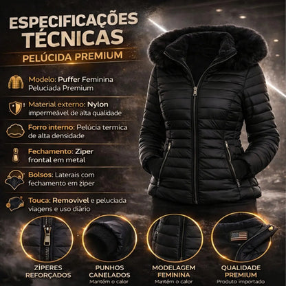 Jaqueta Blusa Feminina Puffer Forrada Impermeável Inverno