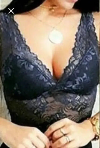 Cropped De Renda Meia Taça Alça Rendada Eleva Seio Plus Size
