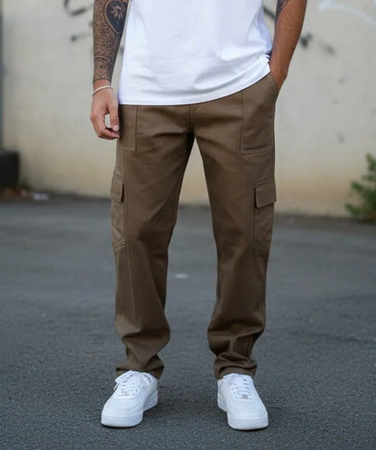 Calça Cargo Masculina Feminina Skate Larga Cordão Elástico