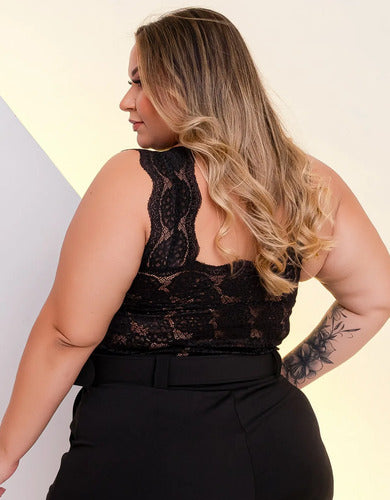 Top Cropped Plus Size Renda Sexy Tamanho Grande (lia)