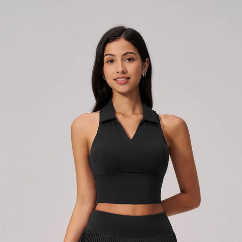 Top Polo Cropped Sem Mangas Esportivo Feminino