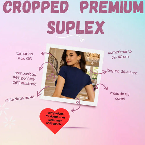 Cropped Feminino Blusinhas Curta Manga Baby Tee Suplex Full