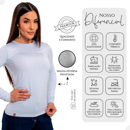 Blusa Térmica Feminina Flanelada Peluciada Frio Inverno
