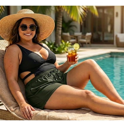 Short Feminino Soltinho Plus Size Saída De Praia Elastano