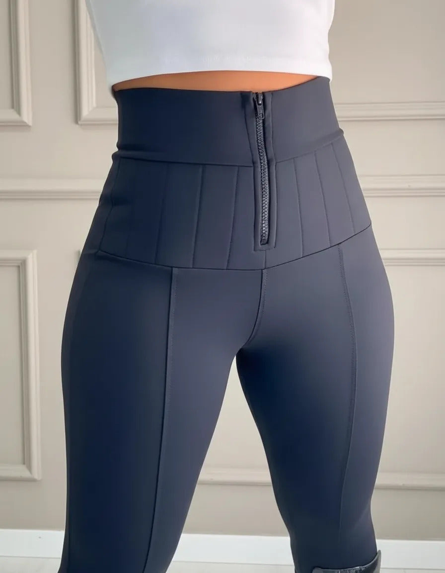 Calça Lipo Super Power Modeladora Cintura Alta C/ Zíper Fake