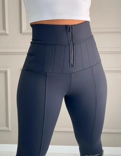 Calça Lipo Super Power Modeladora Cintura Alta C/ Zíper Fake