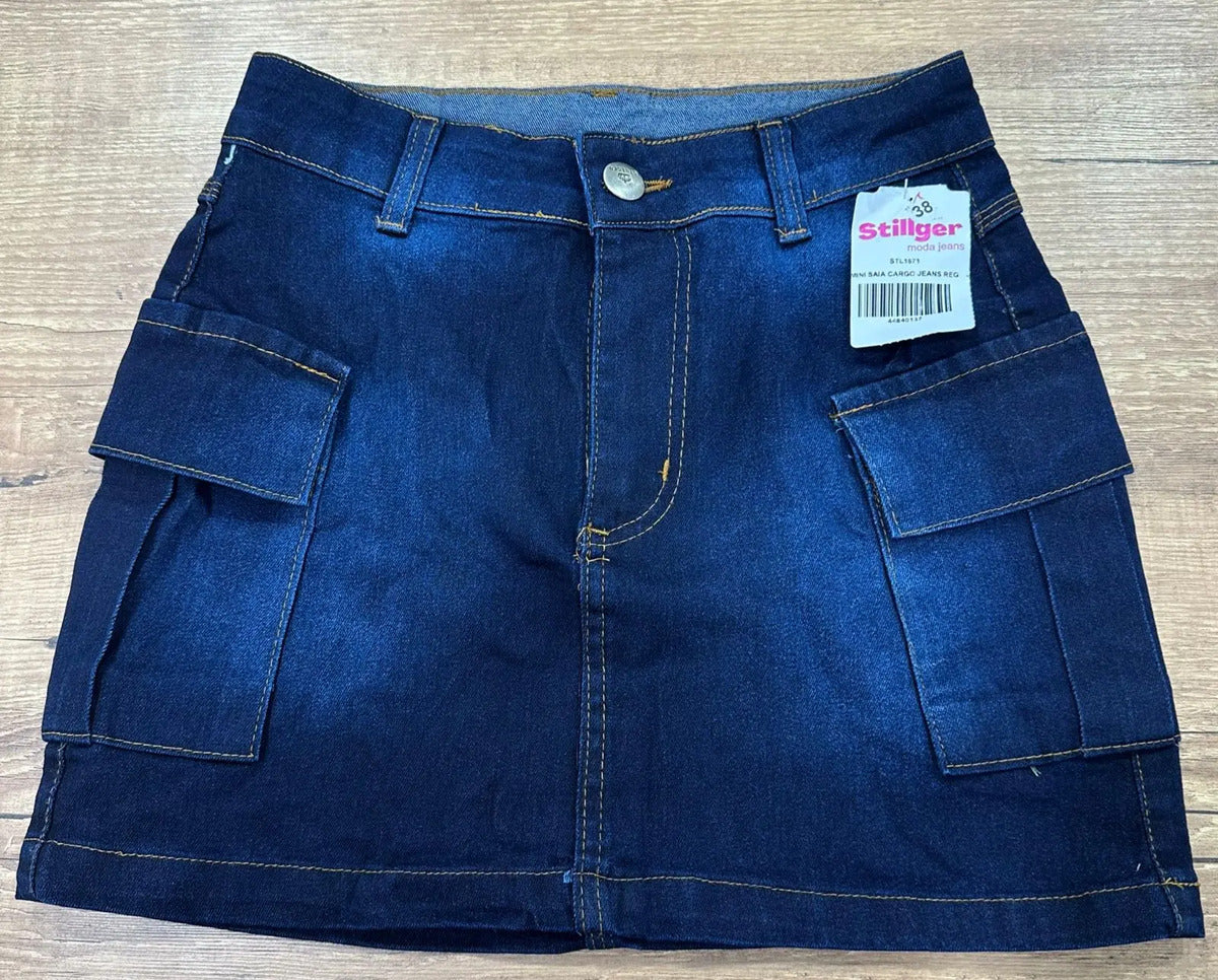 Saia Cargo Feminina Cintura Alta Com Lycra Levanta Bumbum