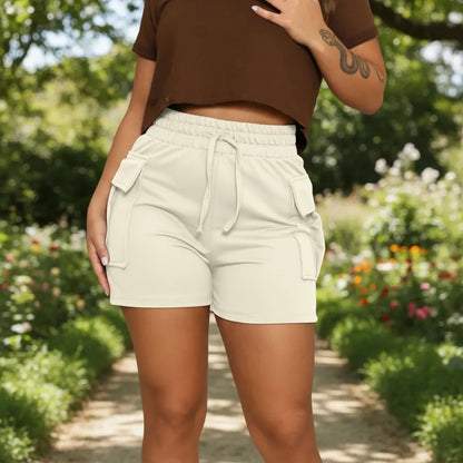 Shorts Cargo Moletom Feminino Com Bolso Lateral Moletinho