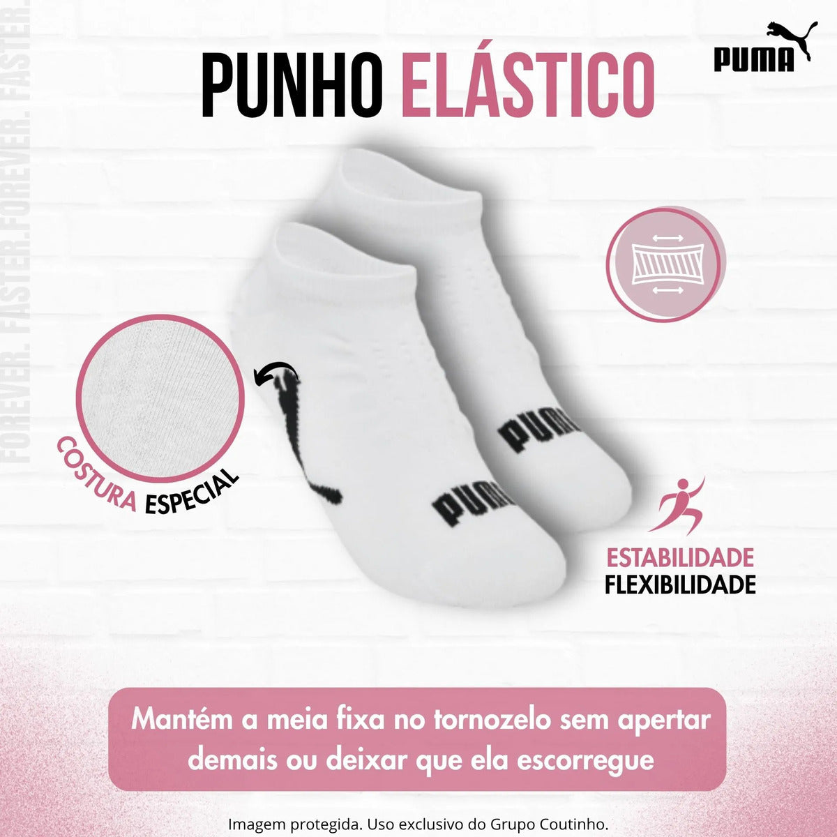 Kit 9 Pares Meias Invisível Puma Sapatilha Soquete Original