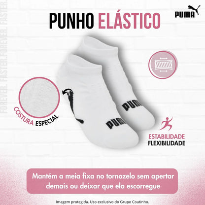 Kit 9 Pares Meias Invisível Puma Sapatilha Soquete Original