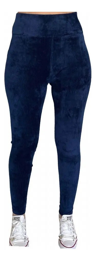 Calça Legging Veludo Cotelê Com Bolso Cós Alto Inverno