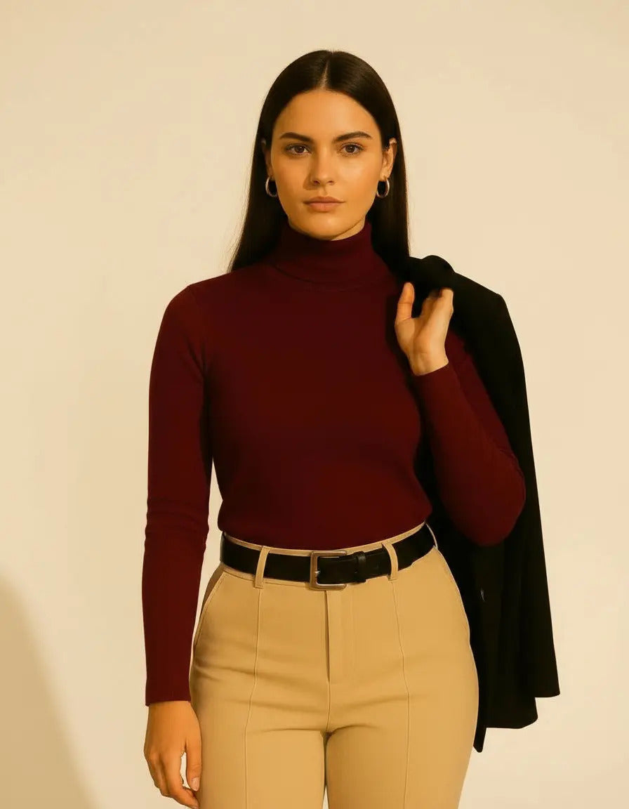 Blusa Cacharrel Feminina Inverno Gola Alta Viscolaycra Cores