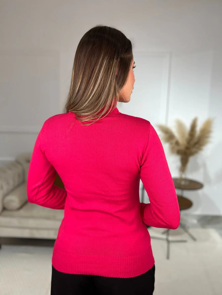 Blusa Cacharrel Feminina Lã Trico Tricot Gola Alta Atacado