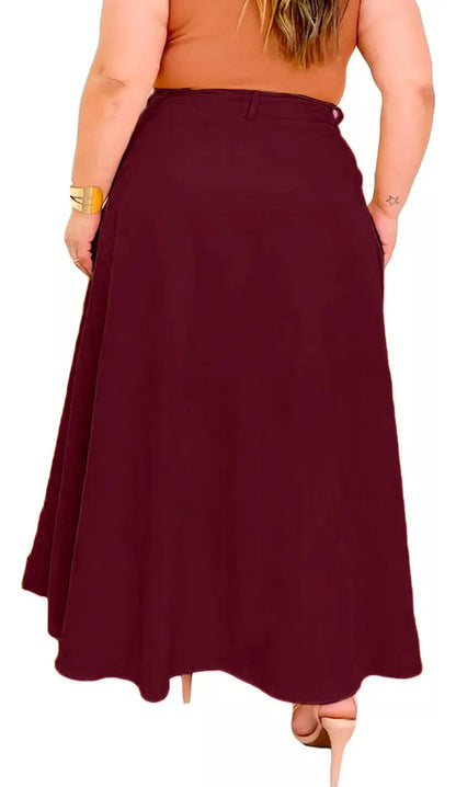 Saia Alfaiataria Plus Size Rodada Evasê Cós Alto Evangélica