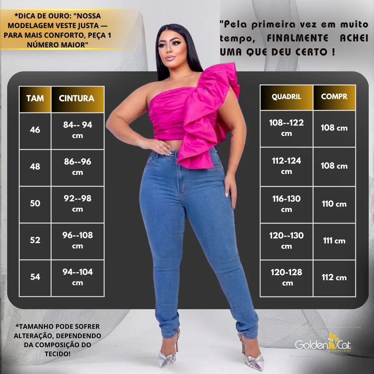 Calça Jeans Plus Size Cintura Alta Elastano Lycra Modeladora