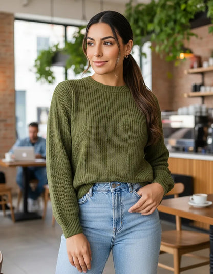 Suéter Blusa Manga Longa Max Cropped Frio Pullover Lã Trico