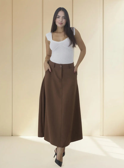 Saia Feminina Longa Design Saiaxshort Botao Cinto - Ma 7106
