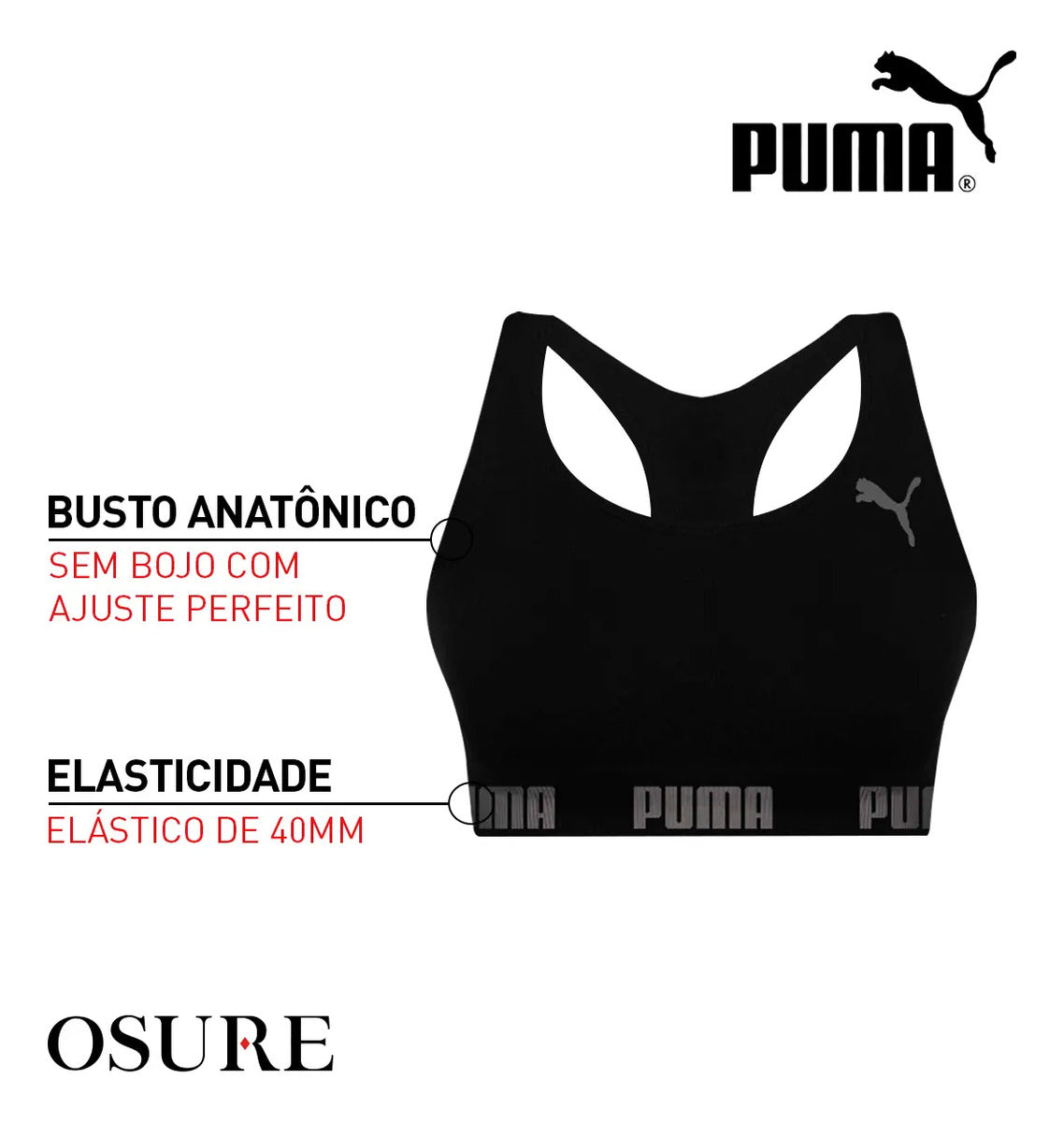 Top Puma Original Feminino Alta Sustentação Academia Fitness