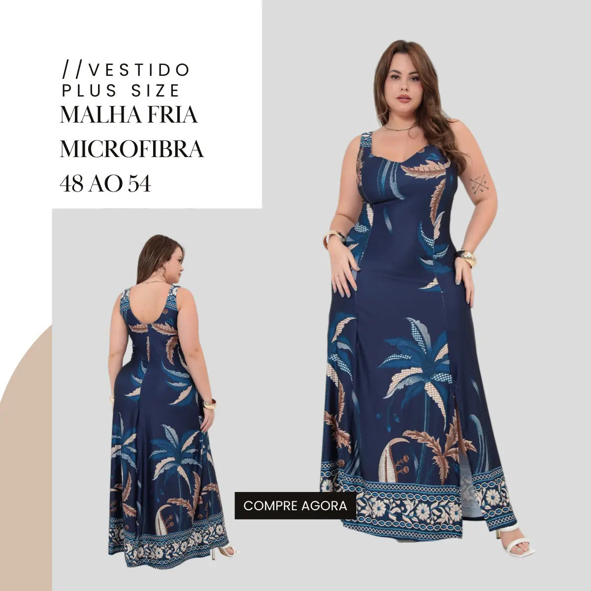Vestido Longo Alça Plus Size Florido Estampado Soltinho