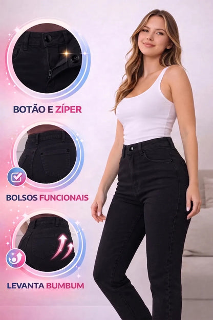 Calça Jeans Mom Stillger Feminina Cintura Alta Cor Clara