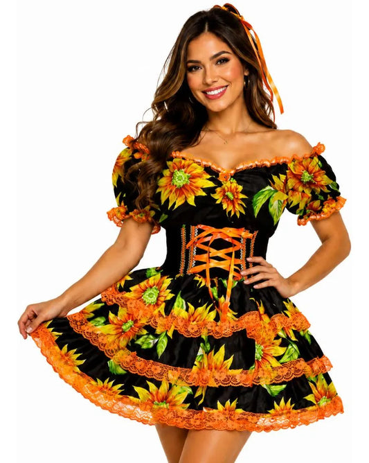 Vestido Junino Xadrez Luxo Feminino Super Rodado 3 Babados