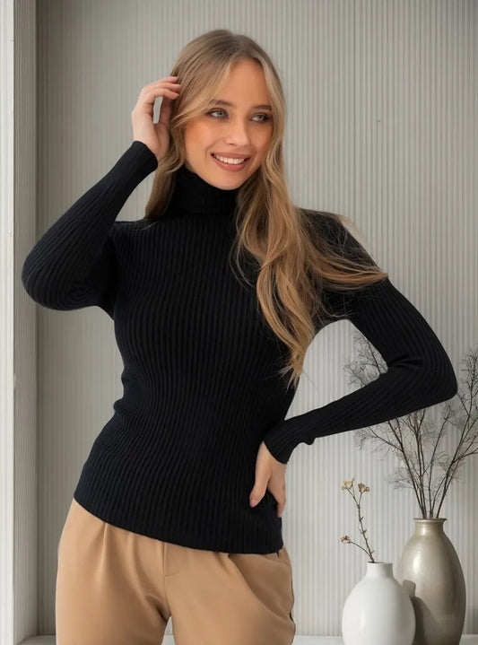 Blusa Cacharrel Feminina Tricô Lã Blusinha Gola Alta Rolê