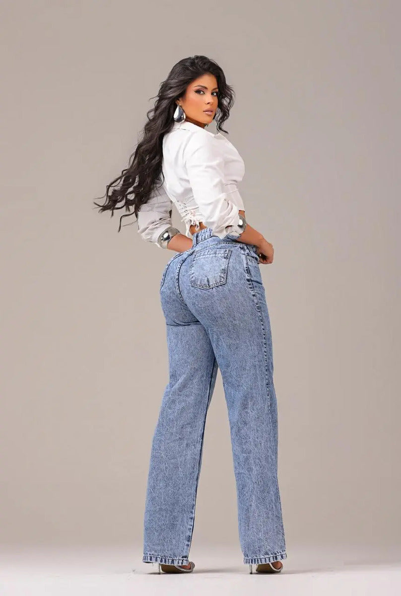 Calça Jeans Feminina Wide Leg Pantalona  100% Algodão