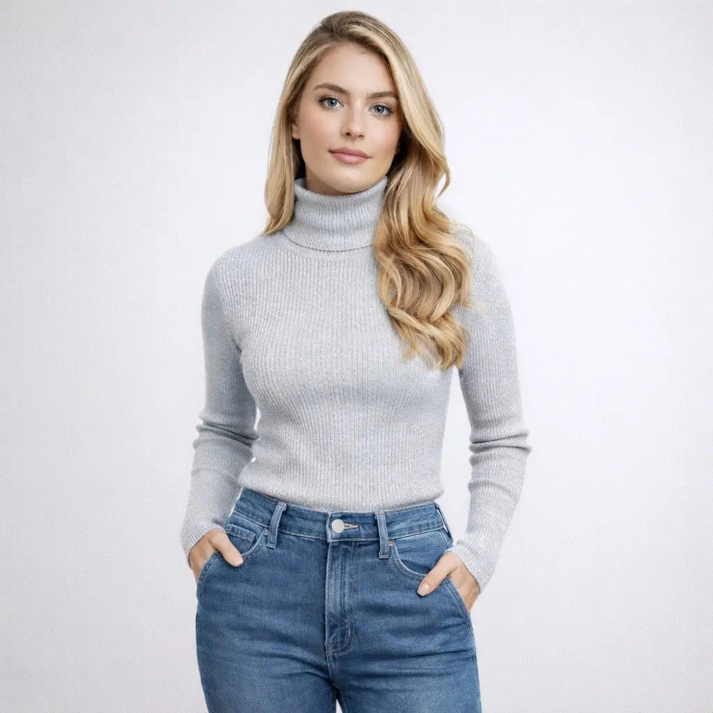 Blusa Cacharrel Feminina Tricô Lã Blusinha Gola Alta Rolê