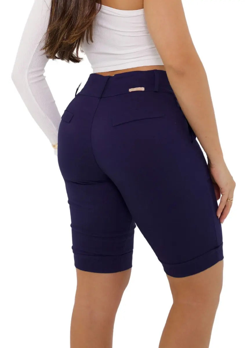 Bermuda Feminina Social - Ate O Joelho - Bengaline Lycra
