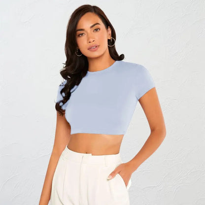 Top Cropped Feminino Básico Blusinha Academia Manga Curta