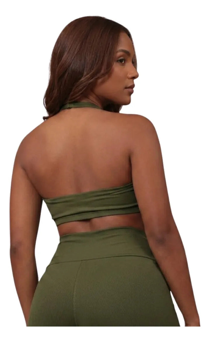 Top Halter Fitness Frente Unica Suplex Bojo Removìvel Yoga