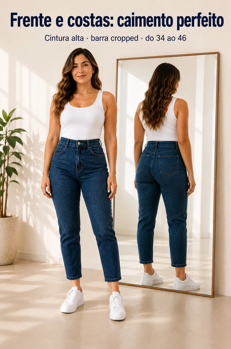 Calça Jeans Mom Stillger Feminina Cintura Alta Cor Clara