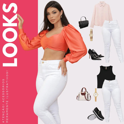 Calça Jeans Feminina Preta Skiny Cintura Alta Levanta Bumbum