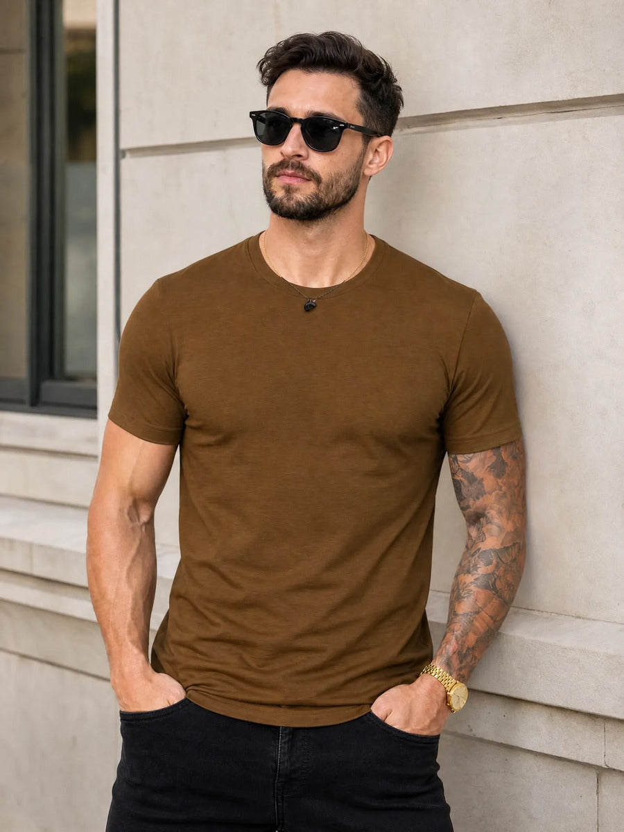 Camiseta Basica Masculina Algodão Lisa Malha Peruana Premium