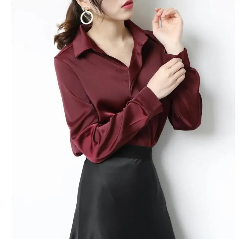 Camisa Social Feminina Crepe Leve Seda Blusa Luxo Sale 40%