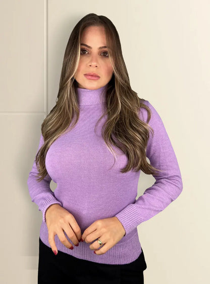 Blusa Cacharrel Feminina Lã Trico Tricot Gola Alta Atacado