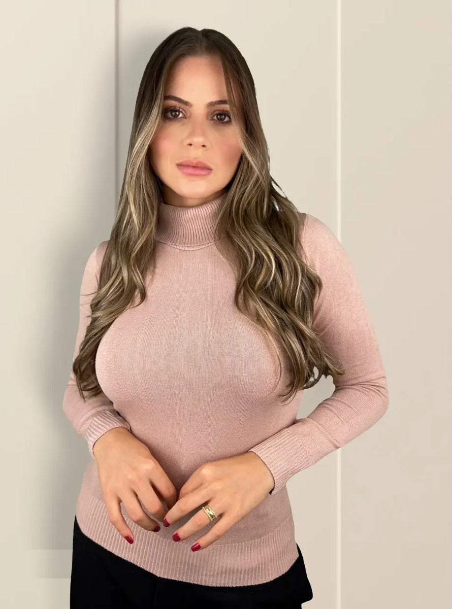 Blusa Cacharrel Feminina Lã Trico Tricot Gola Alta Atacado