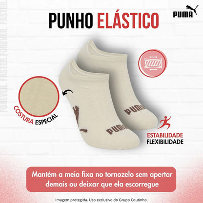 Kit 9 Pares Meias Invisível Puma Sapatilha Soquete Original