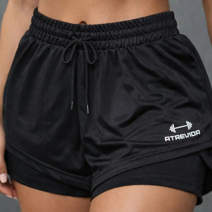 Conjunto 2 Shorts Feminino Compressão Corrida Bolso Oculto