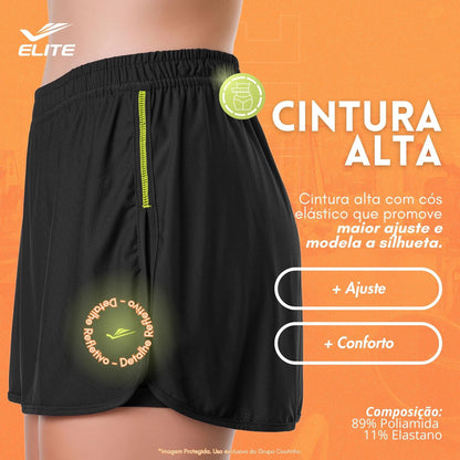 Short Feminino Academia Saia Fitness Corrida Poliamida Elite