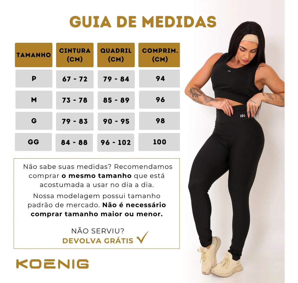 Calça Legging Fitness Zero Transparência Cintura Alta Koenig