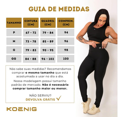 Calça Legging Fitness Zero Transparência Cintura Alta Koenig