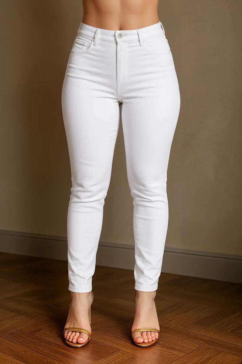 Calça Feminina Jeans Cintura Alta Skinny Levanta Bumbum