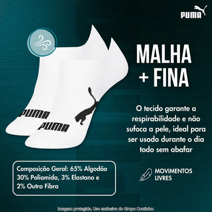 Kit 9 Pares Meias Invisível Puma Sapatilha Soquete Original