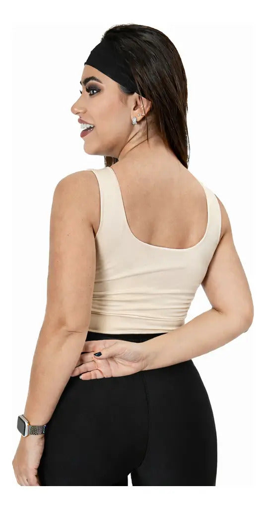 Cropped Cropet Top Alça Grossa Regata Feminino Casual C Bojo