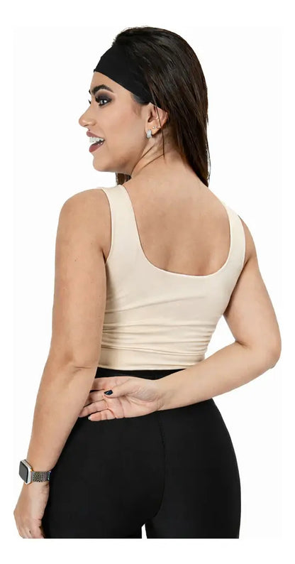 Cropped Cropet Top Alça Grossa Regata Feminino Casual C Bojo