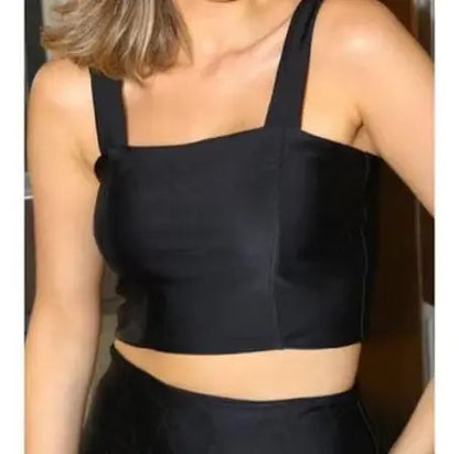 Cropped Feminino Regata Alça Larga Decote Quadrado